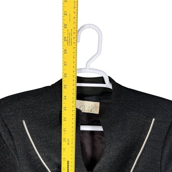 Caché Womens S Black Zip Up Blazer Silver Piping Structured Fit Career Office - Picture 10 of 15